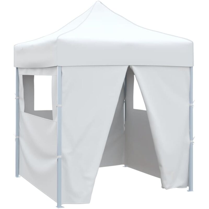 Professional Folding Party Tent with 4 Sidewalls 2x2 m Steel White Vidaxl