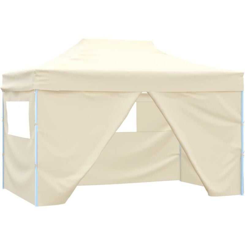 Professional Folding Party Tent with 4 Sidewalls 3x4 m Steel Cream Vidaxl