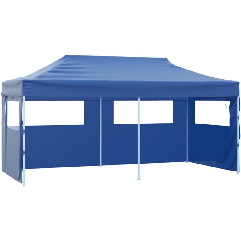 Professional Folding Party Tent with 4 Sidewalls 3x6 m Steel Blue Vidaxl