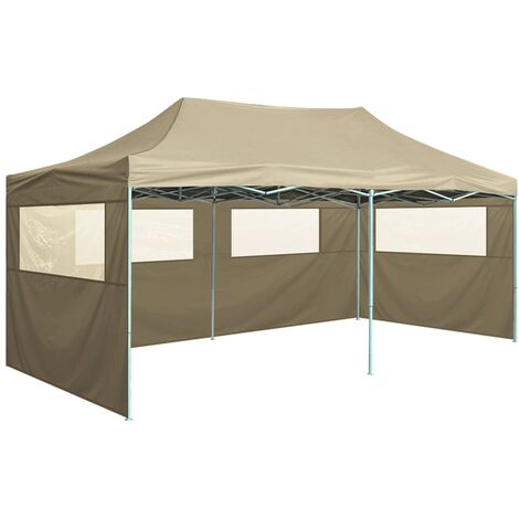 main image of "Professional Folding Party Tent with 4 Sidewalls 3x6 m Steel Cream - Cream"