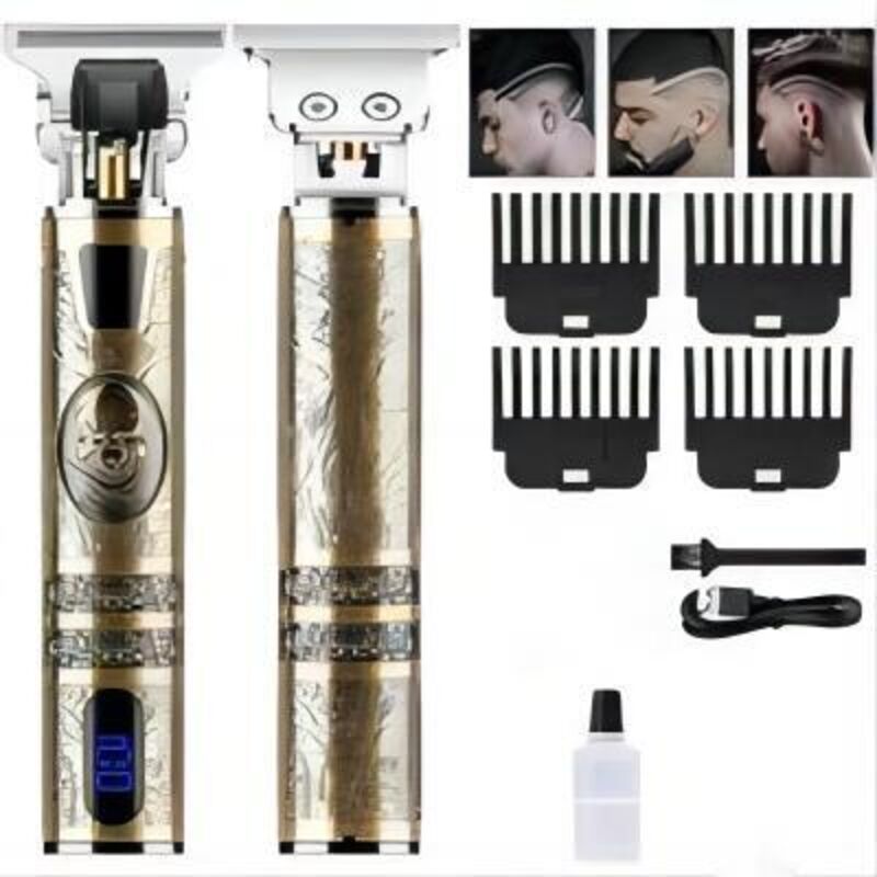 Professional Hair Clipper for Men, Easy Trim Electric Shaver, USB Rechargeable Beard Trimmer, Men's T-Blade Trimmer with 3 Combs and LED Display