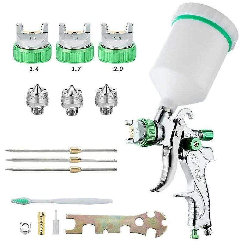 Pistolet à peinture professionnel haute pression Kit de pistolet à air comprimé Alimentation par gravité Pistolet à peinture pneumatique HVLP 600CC