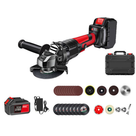 Professional Meuleuse d’angle sans fil (21 V, Ø 100 mm, Vitesse à vide tr/min : 9500, 27 accessoires moteur sans charbon，Avec boîte à outils)