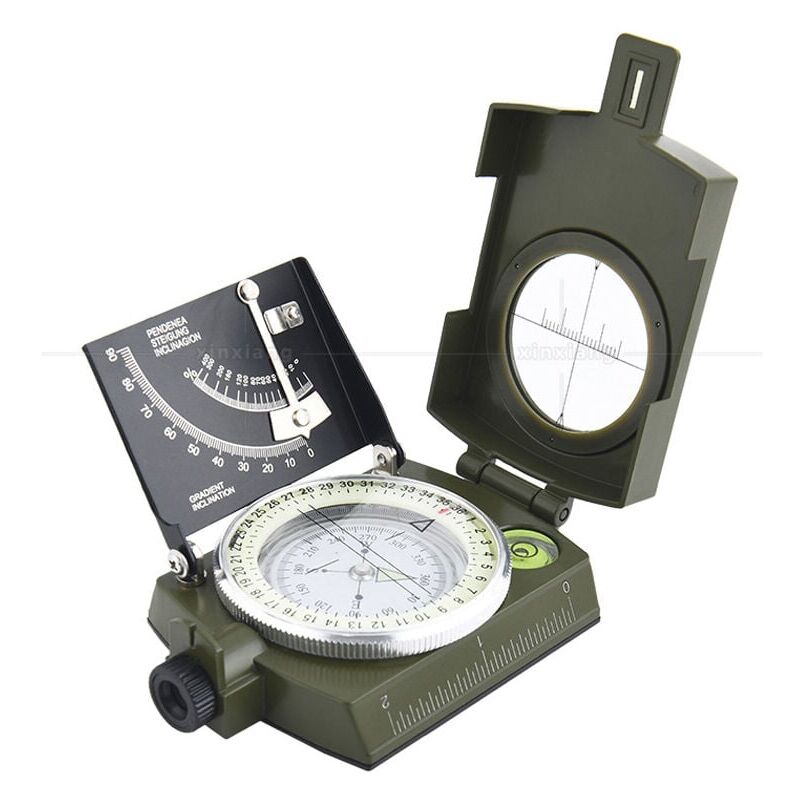 Professional Military Compass, Fluorescent Metal Targeting Compass Equipped with Inclinometer and Carrying Bag for Adventure/Camping/Orienteering