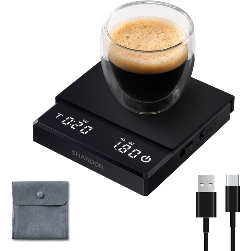 Professional Mini Coffee Scale With Timer 0.01oz High Precision Espresso Pour Over Scale Rechargeable Digital Coffee Scale Portable Coffee Bean Scale