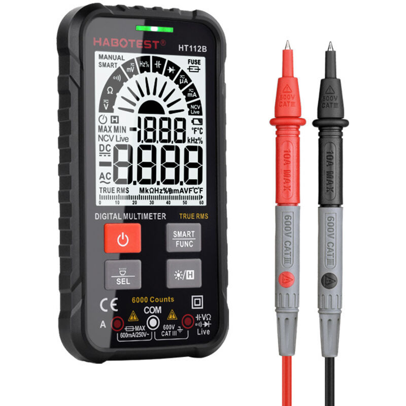 Professional Multimeter, Smart Multimeter, Ohmmeter, Capacitance Meter, Hertz Meter, AC/DC Voltage Meter, Ammeter, Non-Contact Voltage (NCV) Meter