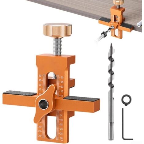Professional quality cabinet door installation jig and drill bit for quick installation
