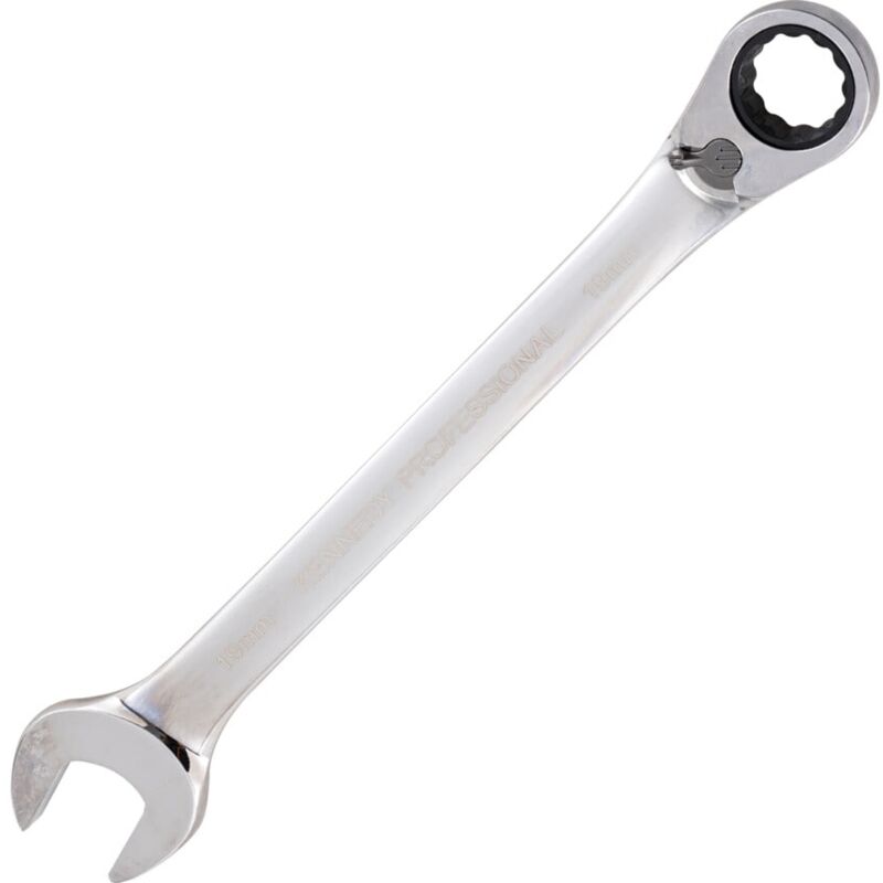 Kennedy-Pro Metric Combination Ratchet Spanner, Fixed Head, Reversible, 15mm