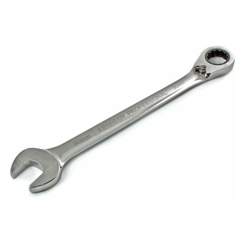 Metric Combination Ratchet Spanner, Fixed Head, Reversible, 30MM - Kennedy-pro