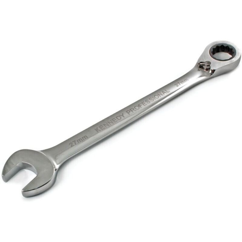 Metric Combination Ratchet Spanner, Fixed Head, Reversible, 27MM - Kennedy-pro