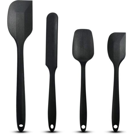 Professional silicone spatulas, kitchen spatulas in various sizes. Spoon spatulas for pastries. Spatula set for cakes. Silicone scrapers, dishwasher safe (black) (4