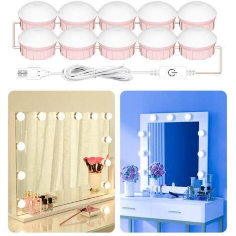 Professional Vanity Lights for Mirror USB 5V Makeup Mirror Lights 3 Color Dimmable Adjustable Brightness Light for Makeup Vanity Table