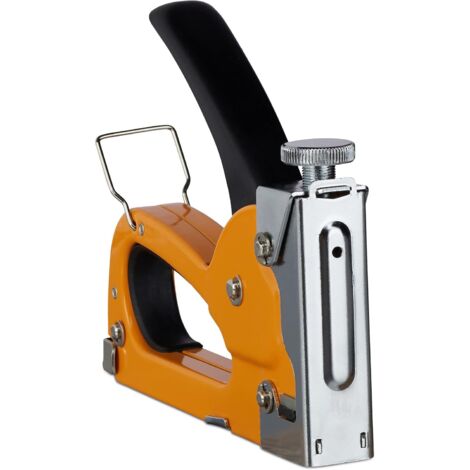 Professional wall stapler, adjustable power, replaceable magazine 4-8 mm, iron, orange 1