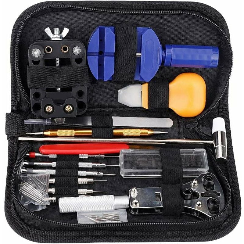 Professional Watch Repair Tools Kit, 147 Pieces Metal Watch Repair Tool Kit for Adjusting Strap and Changing Batteries with Oxford Carrying Case and
