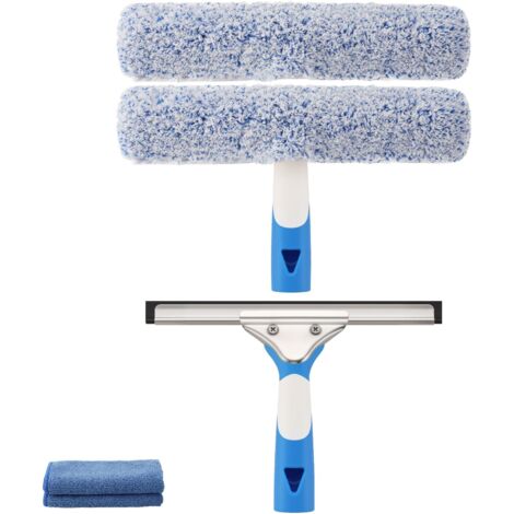 Professional Window Cleaning Kit Silicone Squeegee Microfiber Brush No Streaks