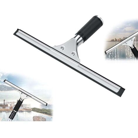 Professional window squeegee, stainless steel wiper, for shower, bathroom, mirror, window cleaning, tiles, glass, shower squeegee, window (black, 45 cm)