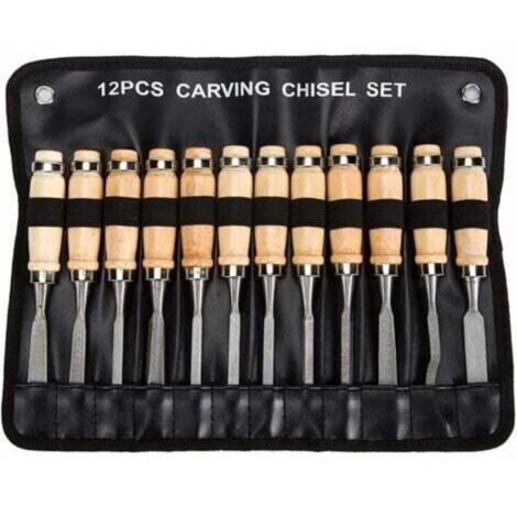 Professional Wood Chisel Set - 12 Sharp Woodworking Tools with Carrying Case - Woodworking Carving Knife Kit. Ideal for a first-time wood carving novice.