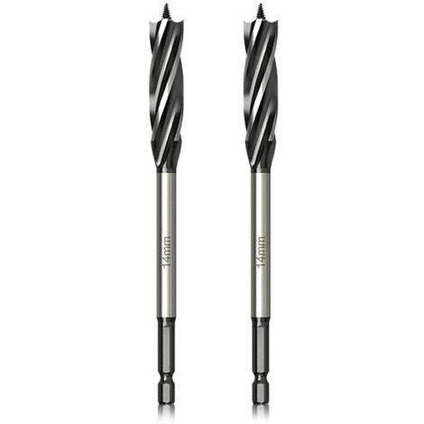 Professional Wood Drill Bit Set 14mm x 165mm x 2 Pcs Auger Bit with Self-Feeding Pilot Tip, 1/4 Inch Hex Shank Drill Bit for Woodworking