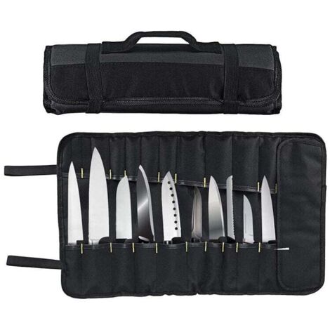 Professionelle Bestecktasche für Köche – Kochmessertasche für bis zu 22 Messer, Schwarz