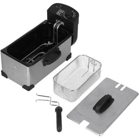 Professionelle elektrische Fritteuse 3,5 l, 2000 W, Edelstahl – Pommes-Frites-Maschine, Temperatur einstellbar von 0–190 °C, 220-V-EU-Stecker