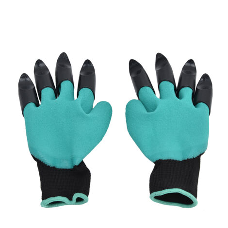 Professionelle Gartenhandschuhe mit Krallen aus ABS-Kunststoff, 4 robuste Krallen, Material aus PU und Baumwolle, Einheitsgröße, Paar Handschuhe zum Gärtnern, Pflanzen und Unkrautjäten