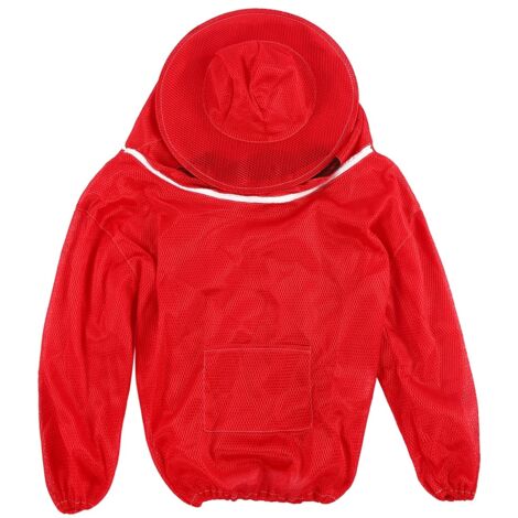 Professionelle Imker-Schutzjacke mit integriertem Schleier – Roter Stachelschutzanzug
