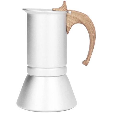Professionelle italienische Moka-Kanne aus Metall für Zuhause und unterwegs, 300 ml, Silber