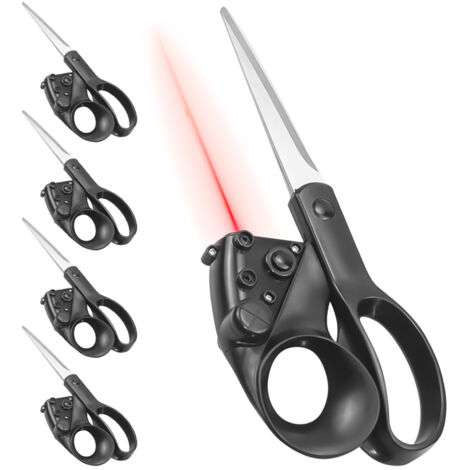 [Professionelle Laserschere] 5-teiliges multifunktionales Laserscheren-Set zum Nähen und Heimwerken mit 2 m Laserführung, ABS und Metall, Schwarz, 145 g