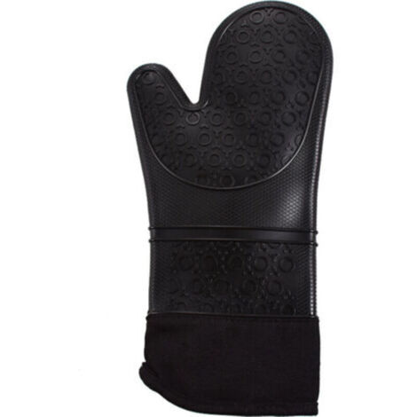 Professionelle Ofenhandschuhe, Silikon-Küchenhandschuhe, 1 Paar hitzebeständige Handschuhe, verlängerte Handschuhe für Pizza und Kochen (Schwarz)