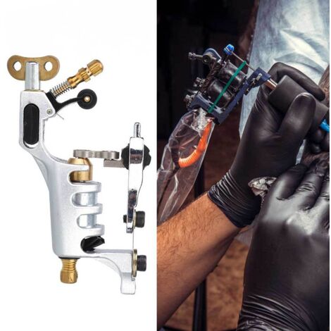 Professionelle Rotations-Tätowiermaschine, leiser Motor für Linien und Schattierungen, silberner Tätowierstift