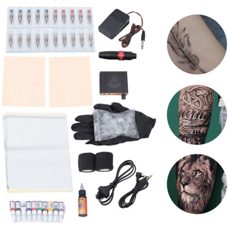 SENDERPICK Professionelle Tattoomaschine Tattoo NadelnTattoo Stift+20 kurze Nadeln Set
