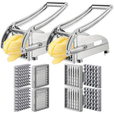 Professioneller 2-Klingen-Pommes-Schneider, Kartoffelschneider aus Edelstahl, Pommes-Frites-Schneider, Pommes-Frites-Presse