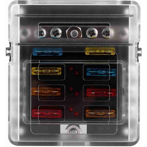 Professioneller 6-fach 12V-24V Sicherungskasten mit Steckverbindern und Sicherungen