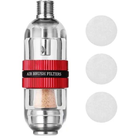 Professioneller Airbrush-Luftfilter mit Wasserabscheider, Luftfilter für Airbrush-Pistolen, 1/8"-Anschluss, Farbe: Rot