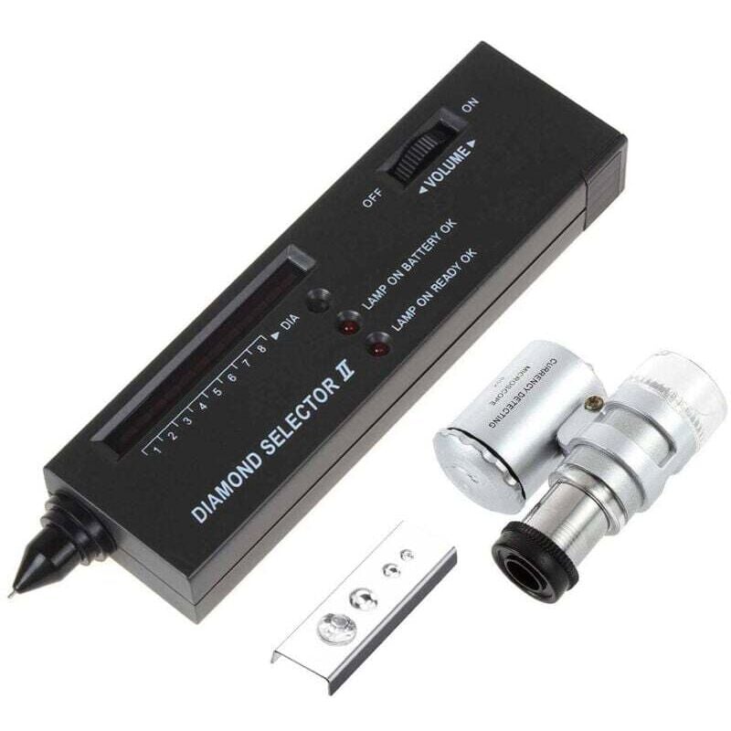 Image of Professioneller, tragbarer Diamanttester mit 60-facher, beleuchteter Lupe für Schmuck