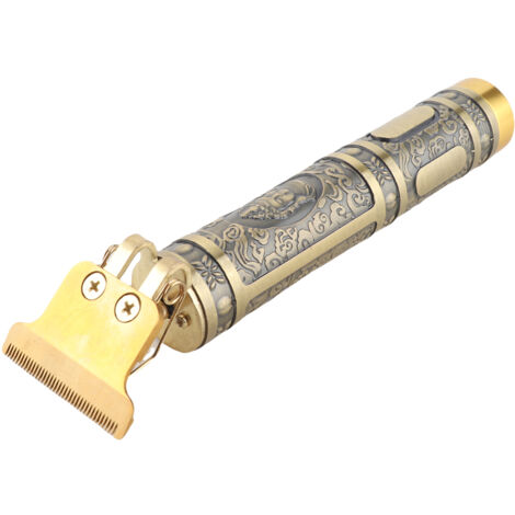 Professioneller Trimmer [T9], USB-aufladbar, Nullabstand, 4 Kämme (1,5–4 mm), R-Form, Titan, Silber/Gold, zum Trimmen und Formen von Haar und Bart