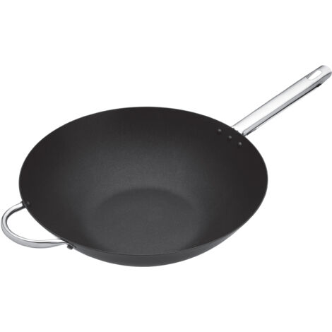 Professioneller Wok aster schwarz 35,5 cm Karbonstahl