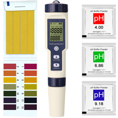 Professionelles 5-in-1-Multifunktionsmessgerät: pH/EC/TDS/Salzgehalt/Thermometer, Wasserqualitätsprüfer