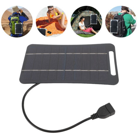 Professionelles 5V 5W USB-Solarpanel – Hocheffizientes monokristallines Solarpanel – Leicht und tragbar für Camping, Reisen und Outdoor-Aktivitäten – Schwarz