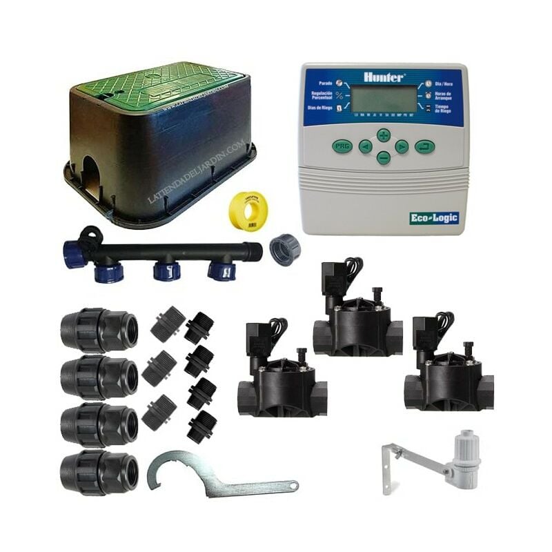 Kit d'arrosage professionnel Hunter Rain Bird 3 zones 24v pour tuyau de 25mm