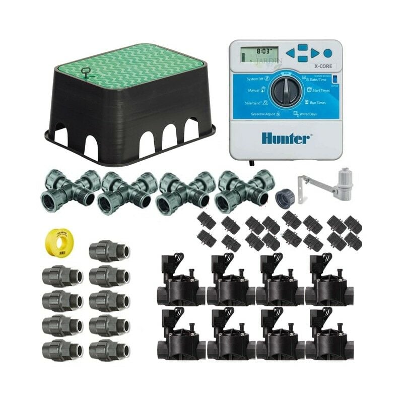 Kit d'arrosage professionnel Hunter Rain Bird 8 zones 24v pour tuyau de 25mm