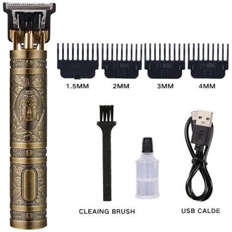 Professionelles kabelloses Herren-Trimmer-Set [Weiß/Schwarz] [150x25x25mm] + Schneidezubehör (4 Kämme, Bürste)