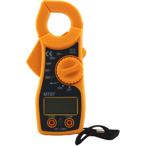 Professionelles tragbares LCD-Digital-Zangenmessgerät, Amperemeter, Multimeter, Wechsel-/Gleichspannungs-Diodentester, Strom- und Widerstandsmessgerät, Multimeter, 1 Stück (Gelb)