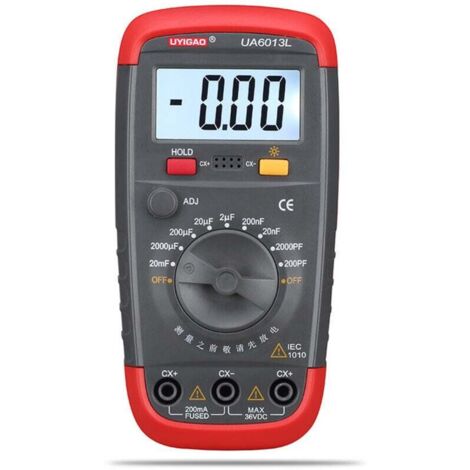 Professionnel Capacimetre, Testeur de numérique condensateur 0,1 pF - 20000uF avec capacimètre avec rétroéclairage LCD et veste de protection