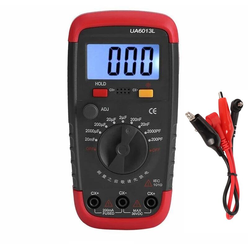 Readcly - Compteur de capacité numérique, testeur de capacité professionnel 0,1 pF - 20 000 uF, avec écran lcd rétroéclairé, comptage maximal 1 999