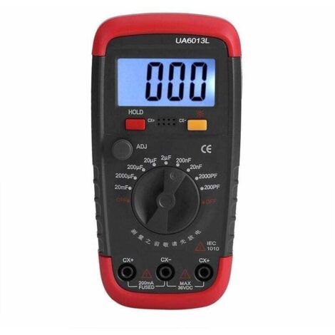 Professionnel Capacimetre, Testeur de numérique condensateur 0,1 pF 20000uF avec capacimètre avec rétroéclairage LCD et veste de protection Max 1999