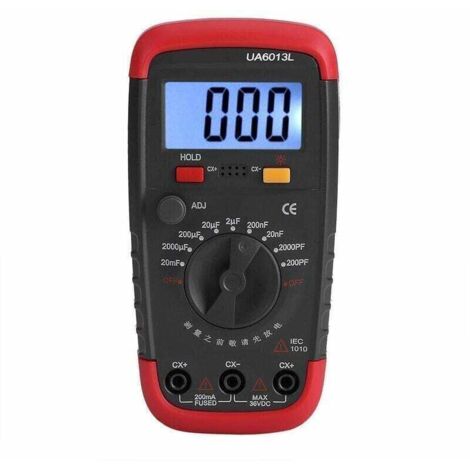 Professionnel Capacimetre, Testeur de numérique condensateur 0,1 pF 20000uF avec capacimètre avec rétroéclairage LCD et veste de protection Max 1999