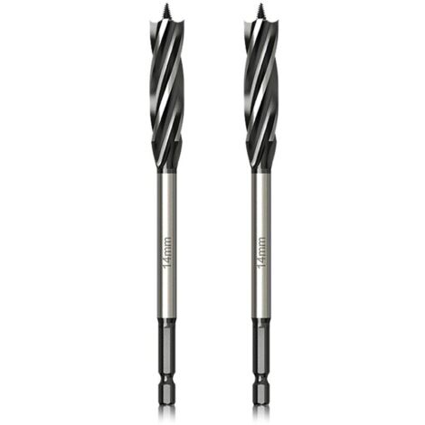 Professionnel Foret à Bois 14mm x 165mm x 2Pcs Mèche à Tarière avce Auto-alimenté Pointe Pilote, 1/4 Pouce Tige Hexagonale Foret pour le Travail du Bois
