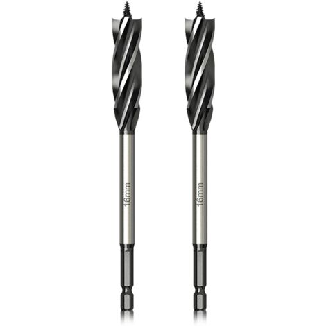 Professionnel Foret à Bois 16mm x 165mm x 2Pcs Mèche à Tarière avce Auto-alimenté Pointe Pilote, 1/4 Pouce Tige Hexagonale Foret pour le Travail du Bois