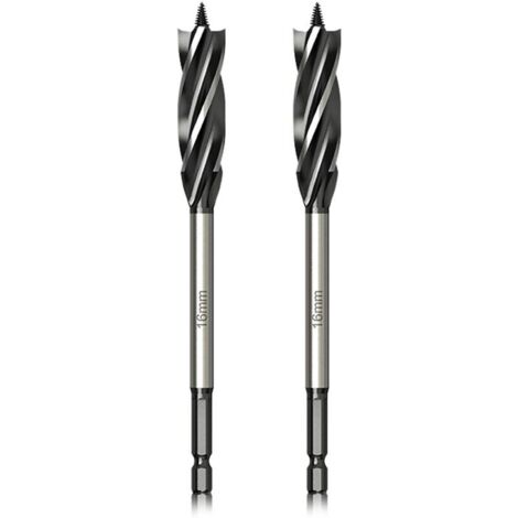 Professionnel Foret à Bois 16mm x 165mm x 2Pcs Mèche à Tarière avce Auto-alimenté Pointe Pilote, 1/4 Pouce Tige Hexagonale Foret pour le Travail du Bois